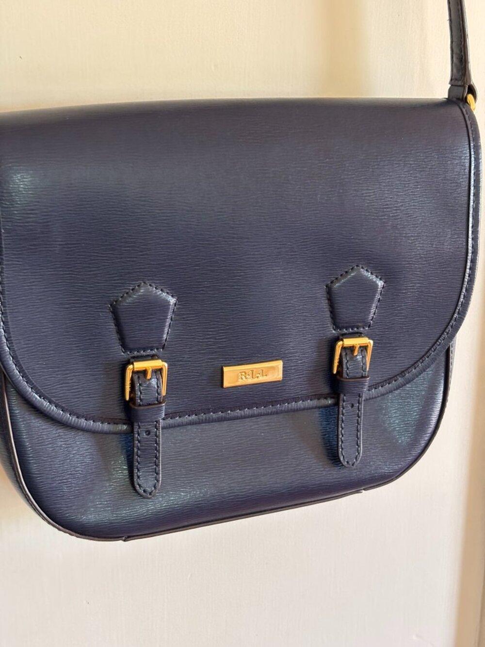 LAUREN Ralph Lauren Leather Crossbody Tate messenger bag NAVY blue